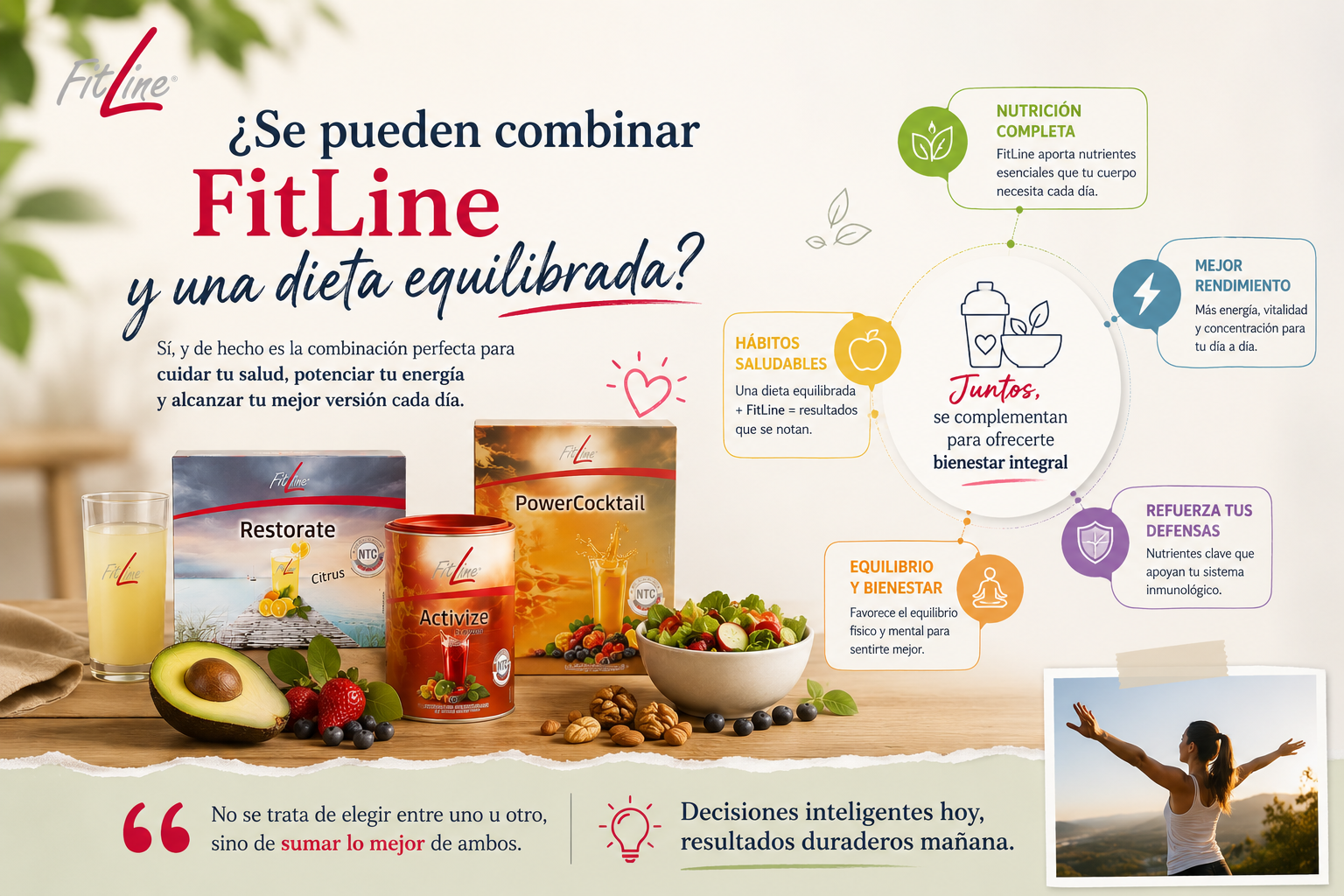¿Se pueden combinar FitLine y una dieta equilibrada?