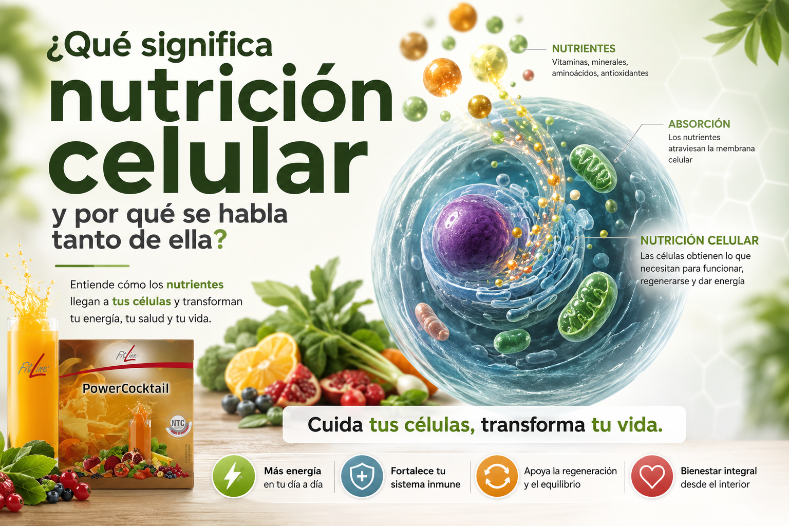 nutricion-celular Descubre qué es la nutrición celular, por qué es importante para el organismo y cómo FitLine complementa una alimentación equilibrada con vitaminas y minerales.